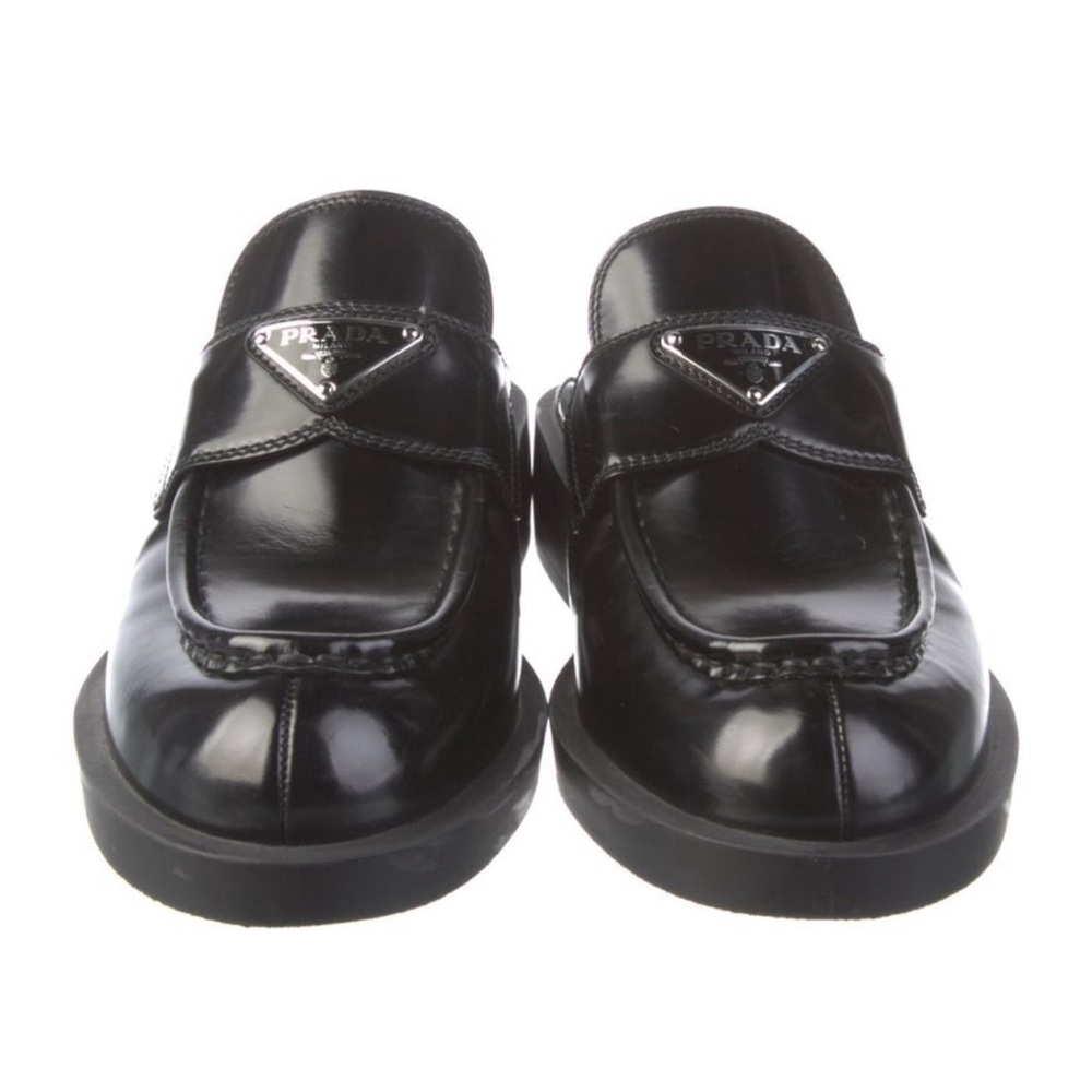 New Women's Prada Leather Heeled Mules Black 38.5 L and 39 R (custom order) - Picture 3 of 3